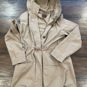 Love Tree Tan Hooded Raincoat with Drawstring Waist